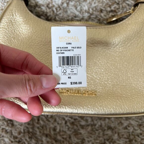 Michael Kors Cora Medium Metallic Leather Shoulder Bag - Picture 7 of 8